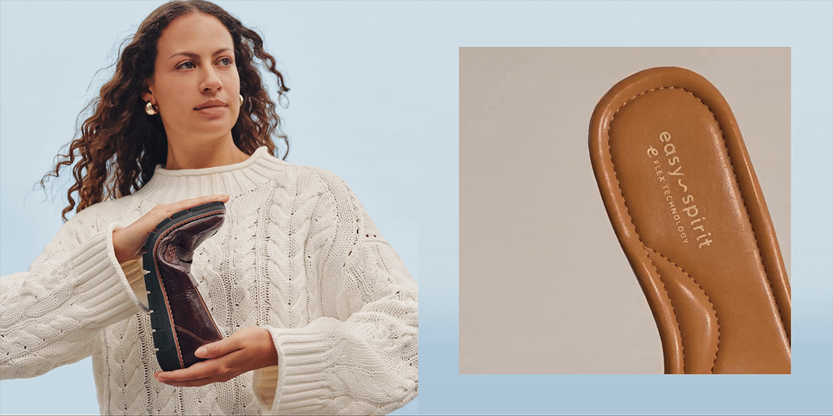 Promotional banner featuring women's eFlex shoes