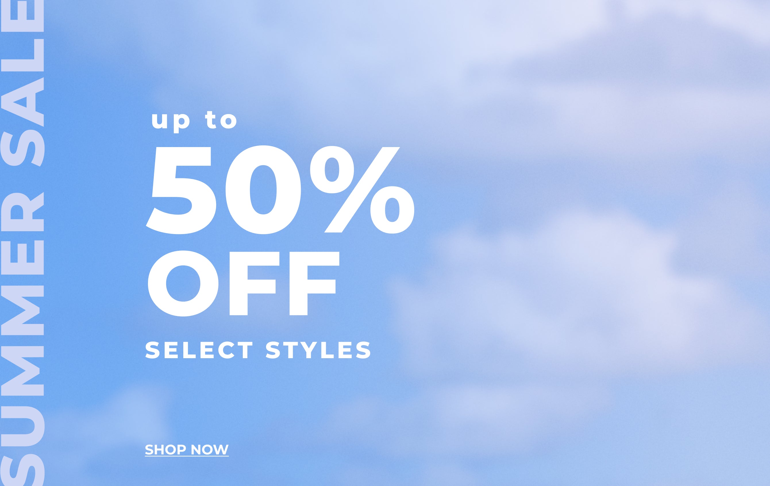 Promotional banner featuring up to 50% off the Summer Sale.