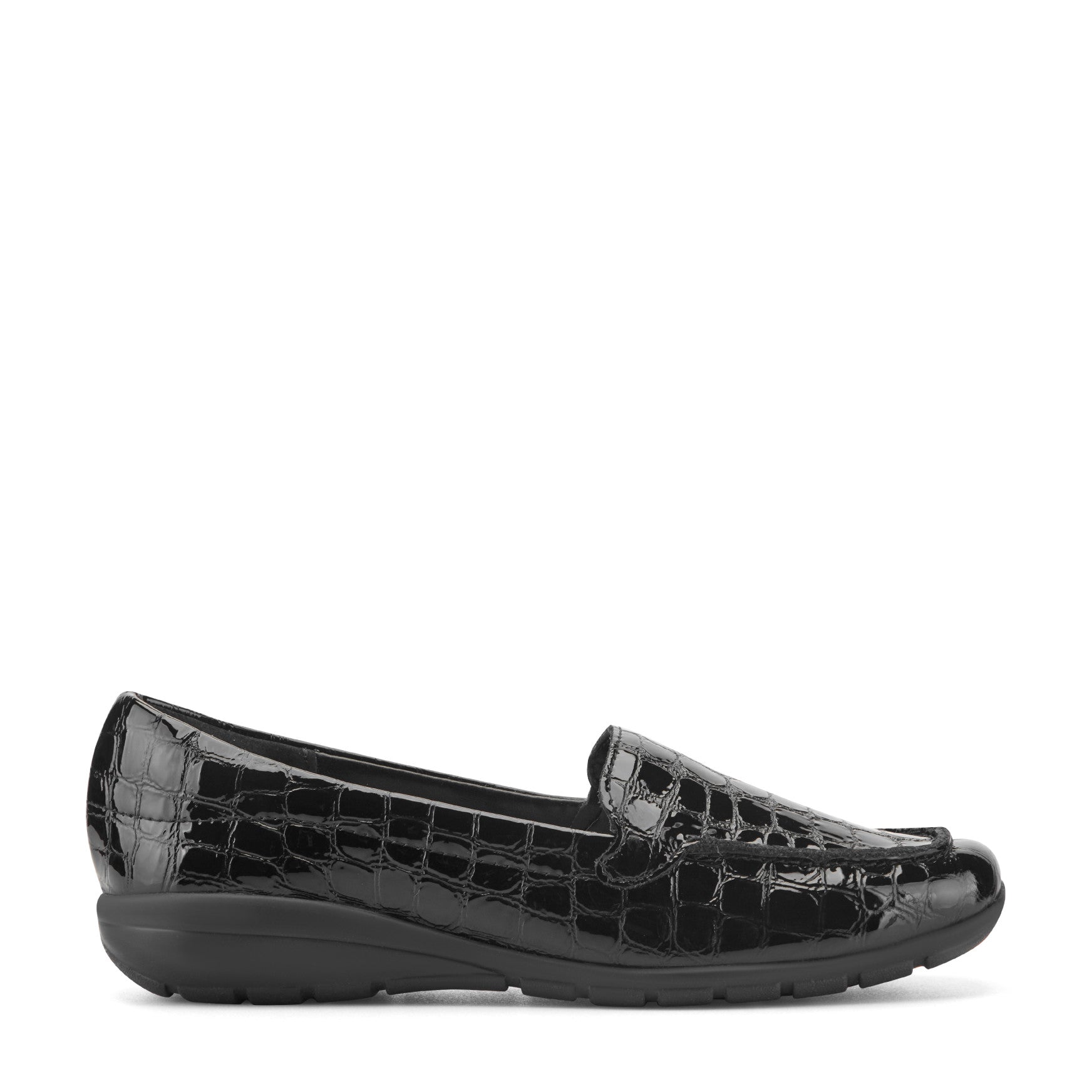 Women's Abide Croco Print Casual Flats - Black Croco Patent | Easy