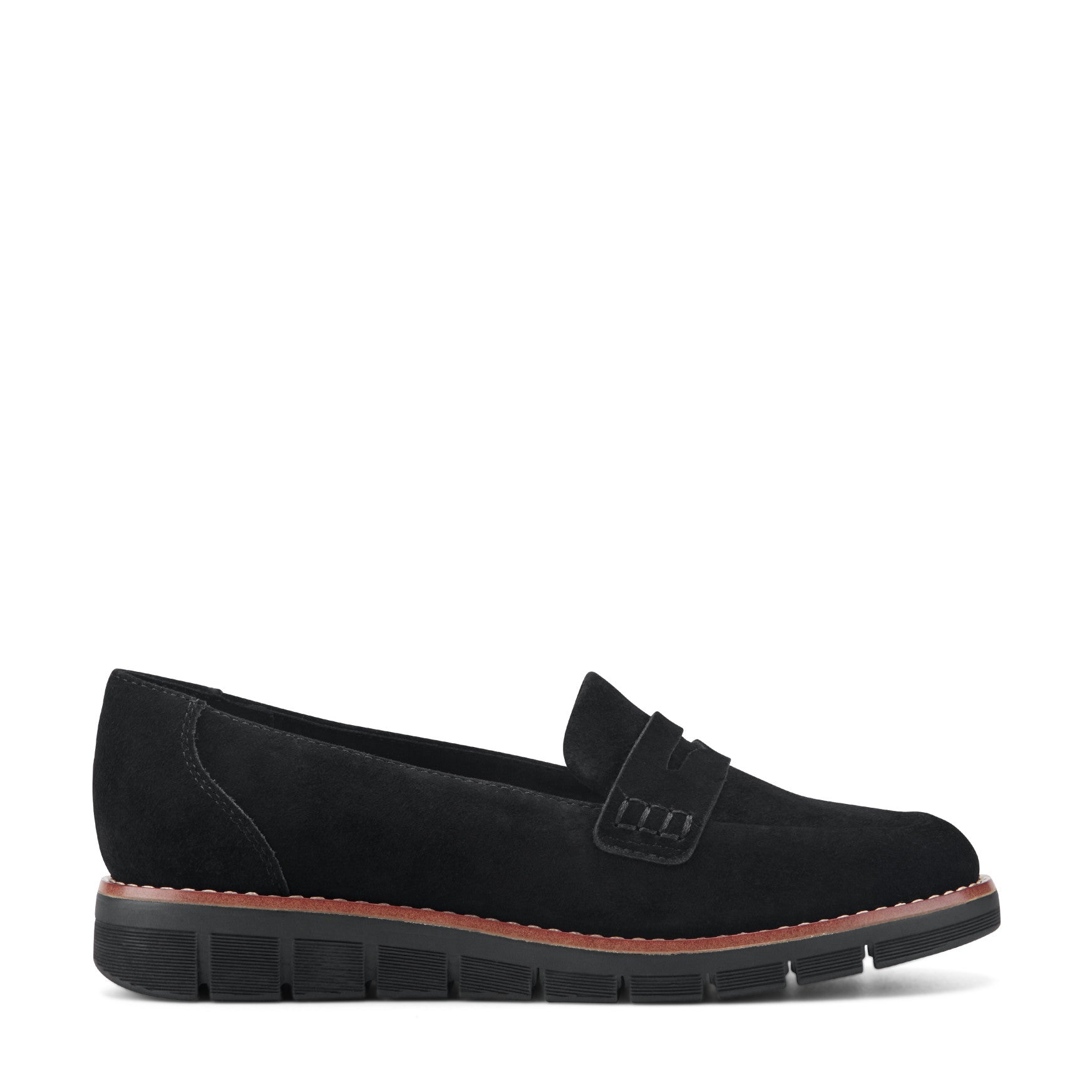 8 Burgundy Black Contrast Trim Suede Slip On Loafers display picture 1