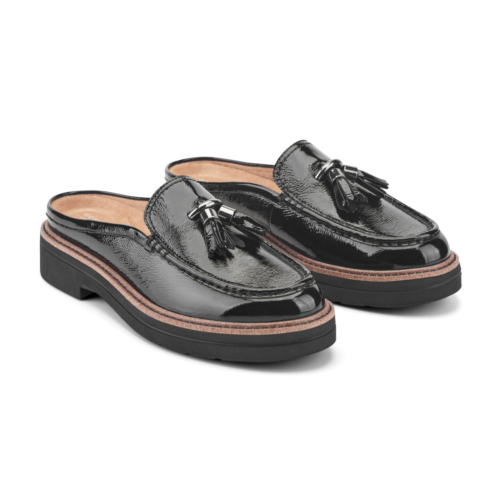 Women's Zarina Tassel Loafer Mules - Black Patent Leather | Easy
