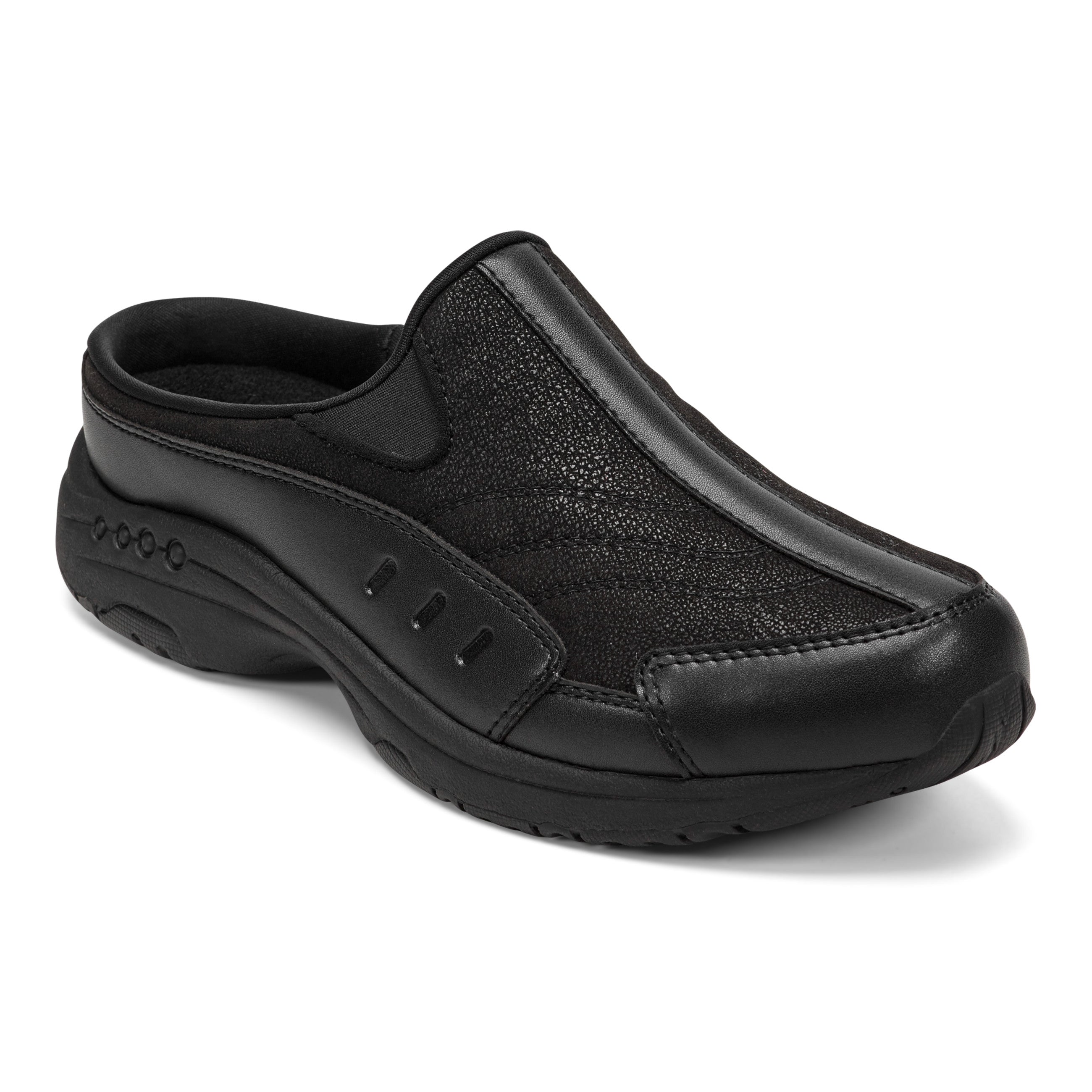 Women's Traveltime Leather Clogs Black Easy Spirit