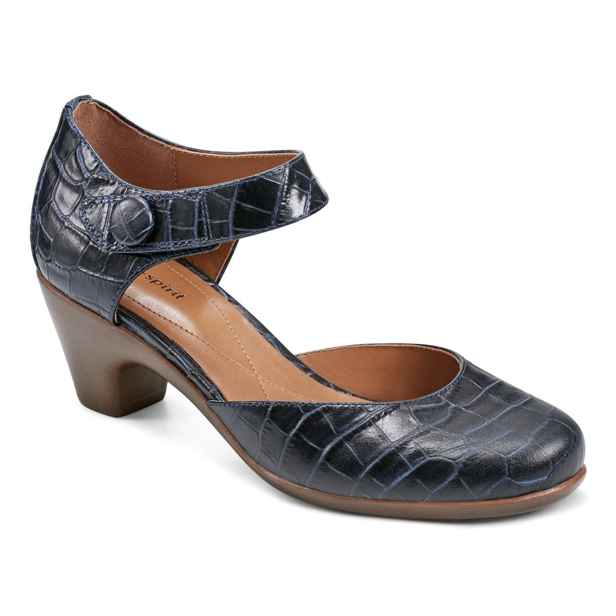 Women's Clarice Mary Jane Heels - Dark Blue Croco | Easy Spirit