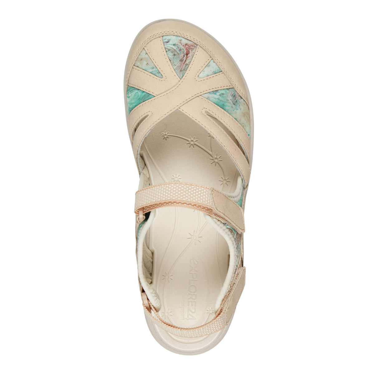 Women's Splash Flat Hiking Sandals - Light Natural/Blue Floral | Easy ...