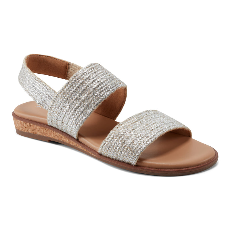 silver flat dress sandals Metallic Silver Leather Flat Slingback Sandals with Toe Ring, Kimolos, Made to Order