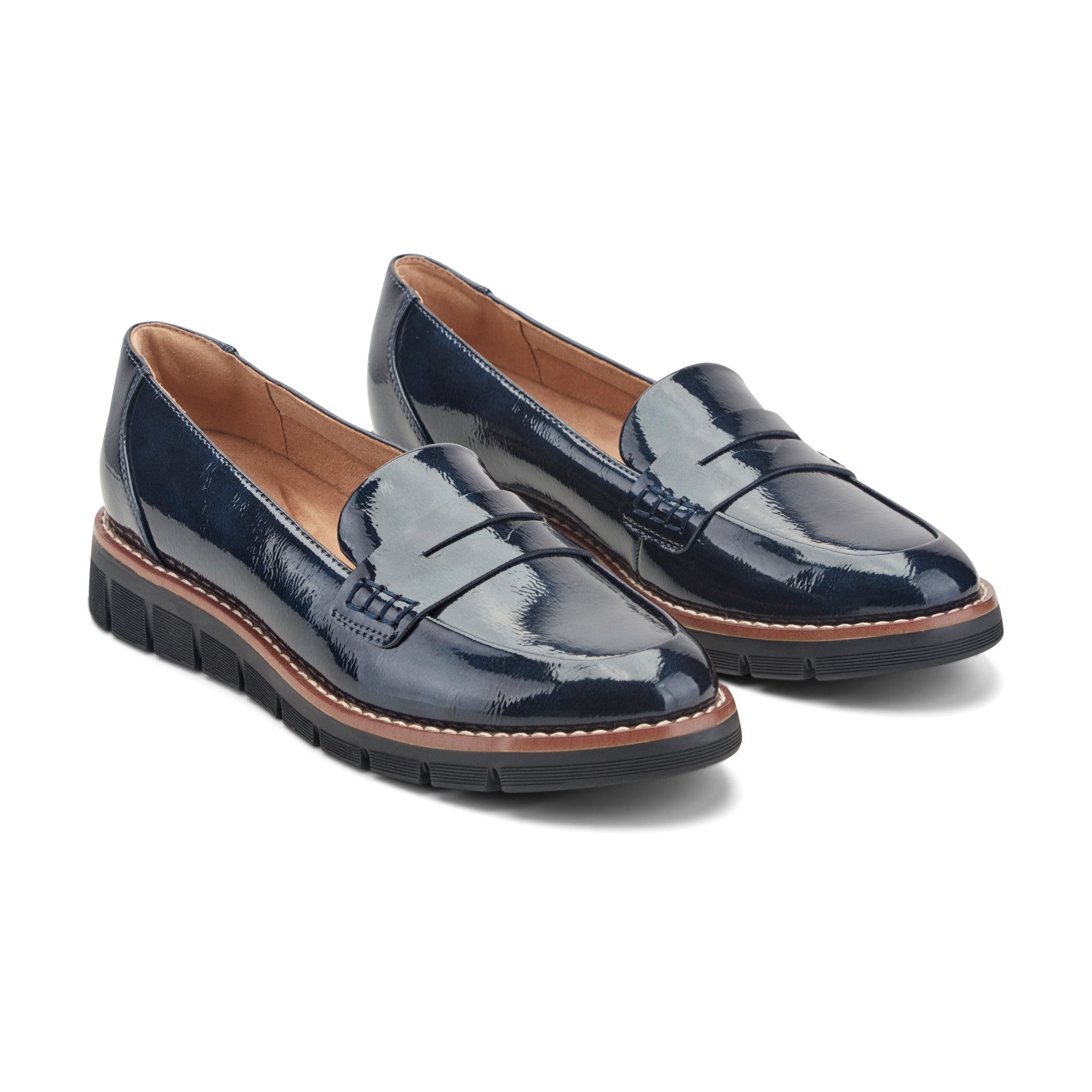 Women's Velia Casual Slip On Loafers - Navy Patent | Easy Spirit