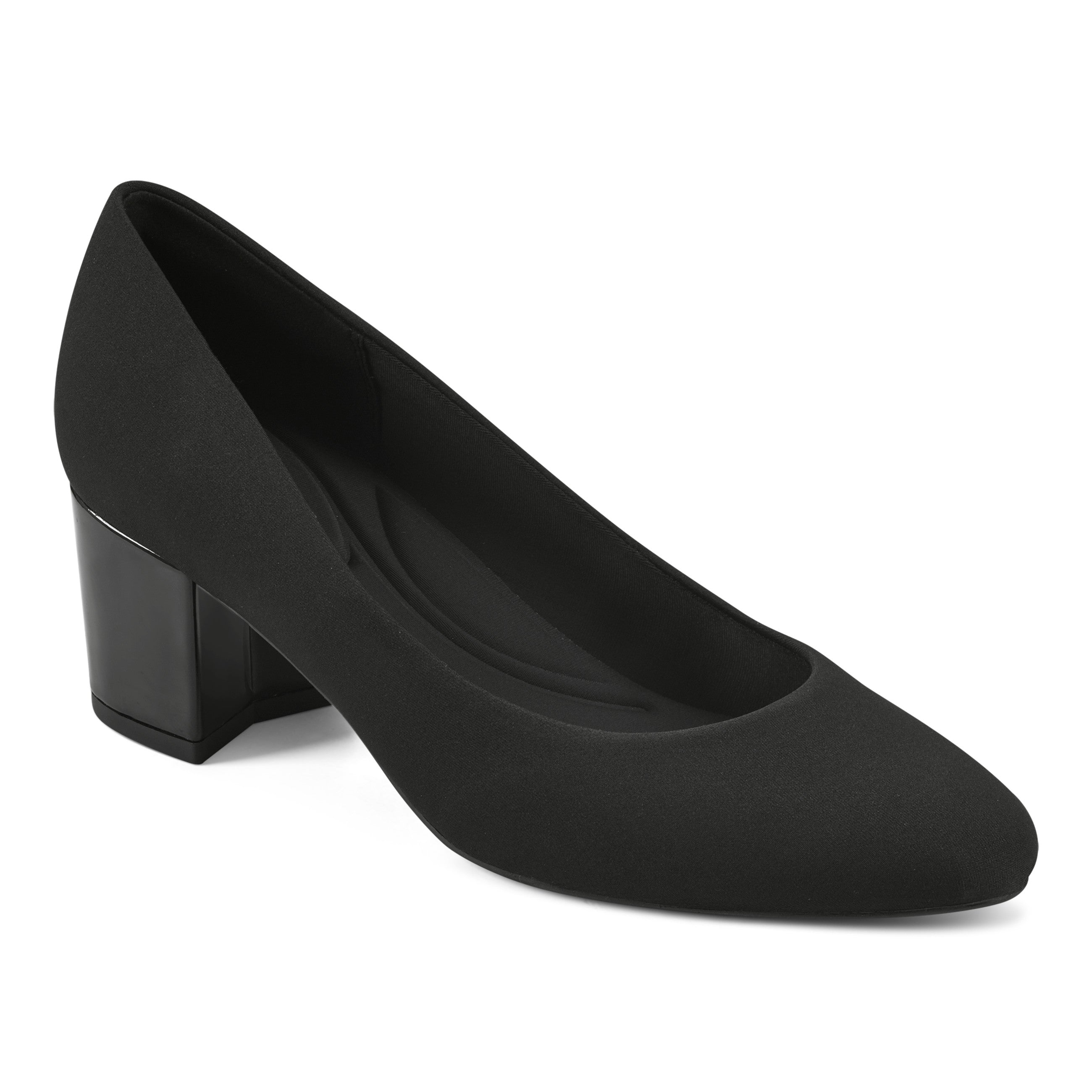 black fabric dress pumps Easy Spirit Women's Marelyn eFlex Square Toe Block Heel Pumps