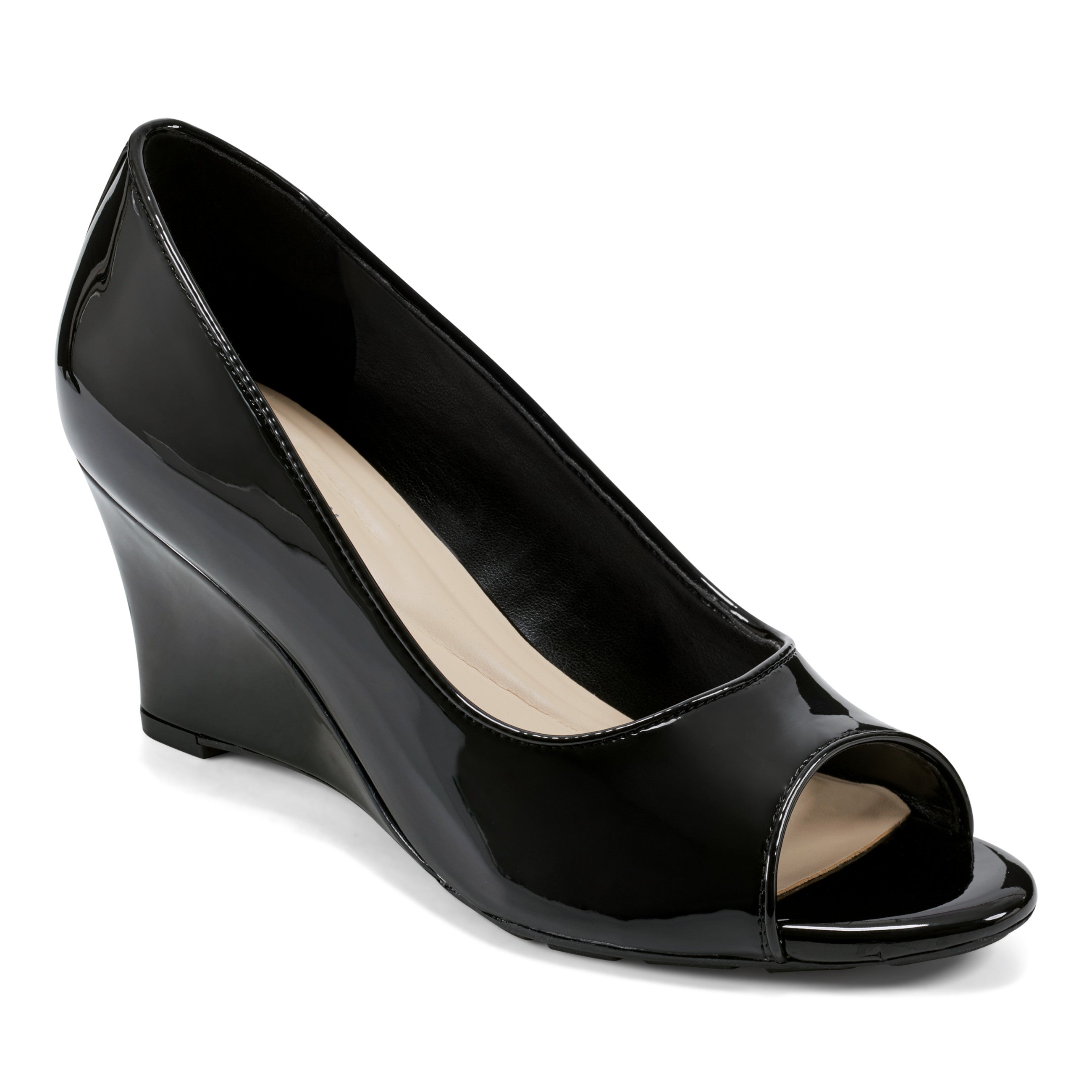 easy spirit Coleen Peep Toe Wedges Black Shop Shoes
