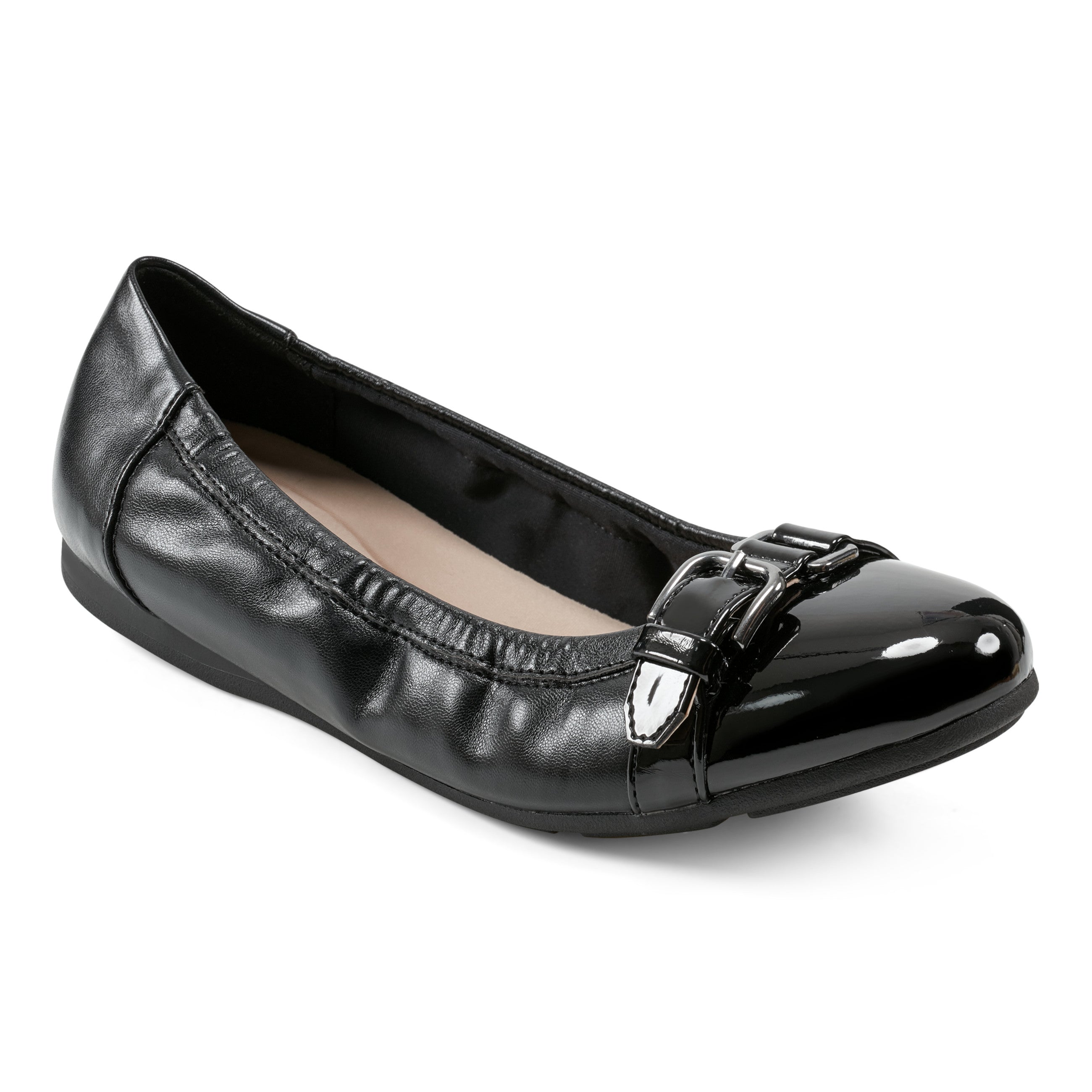 easy spirit Kenna Ballet Flats Black Leather 2025 Shoes