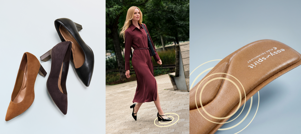 Promotional banner featuring Pumps Collection with comfort insole