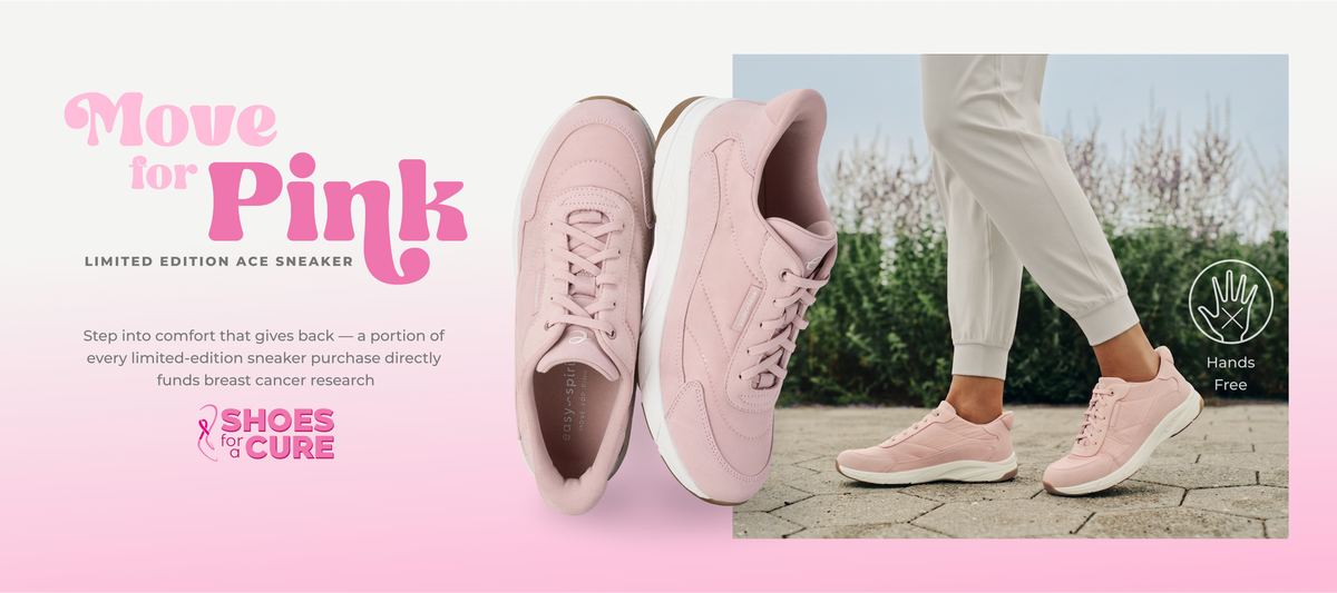 Breast Cancer Awareness promotional banner featuring a limited-edition Ace sneaker.