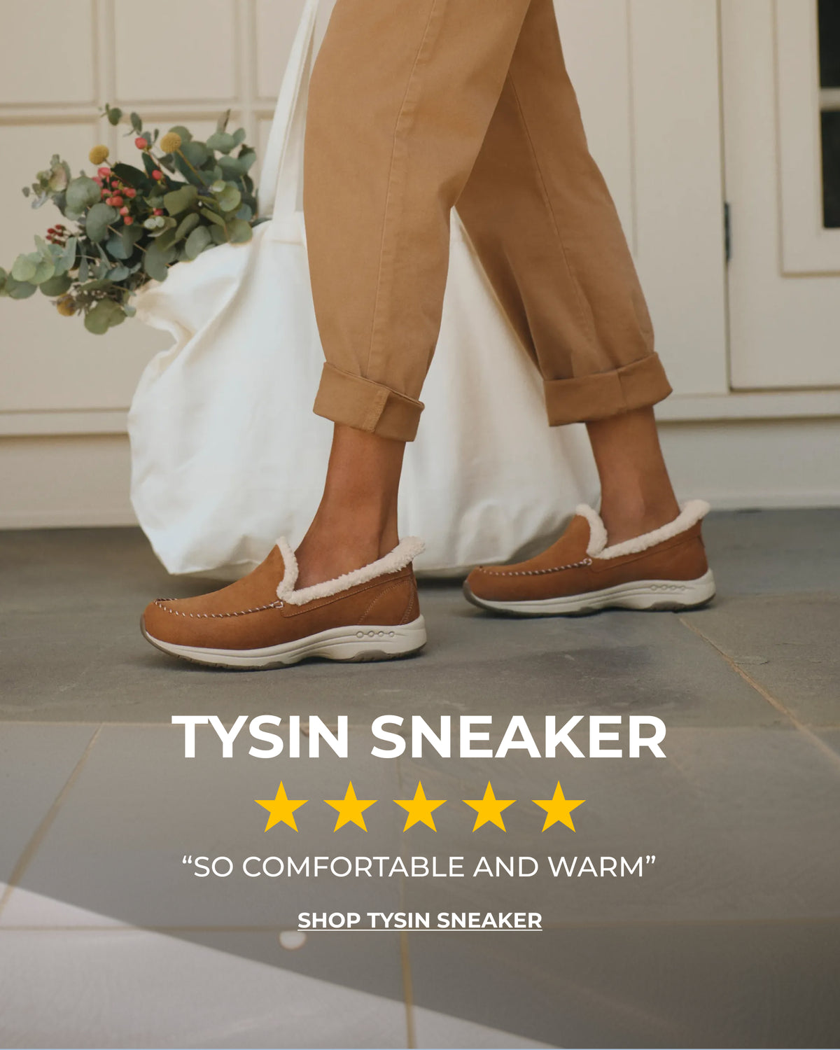 Promotional banner featuring Tysin sneakers