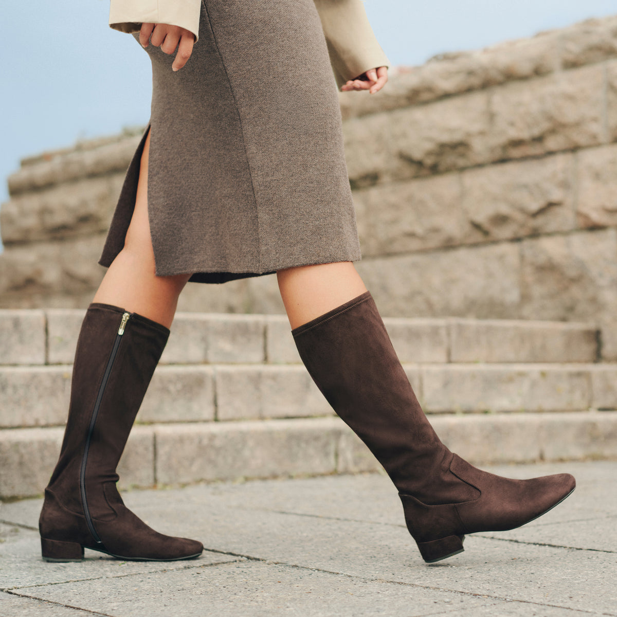 Danilyn Extra Wide Calf Block Heel Boots