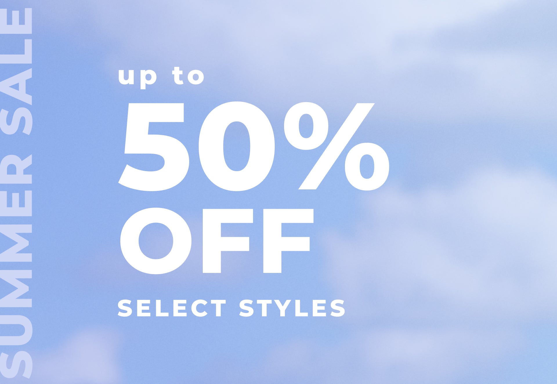 Promotional banner featuring up to 50% off the Summer Sale.