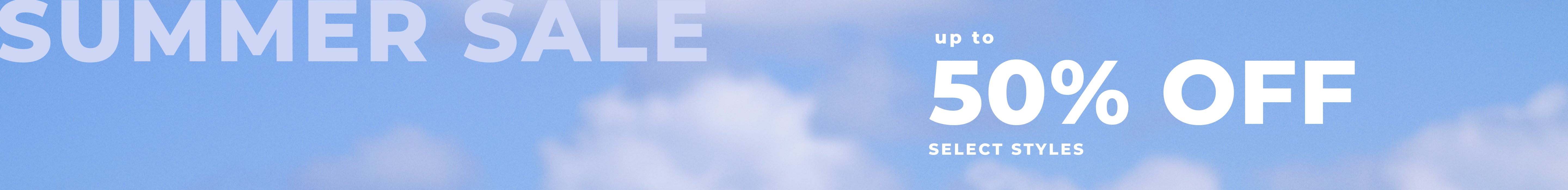 Promotional banner featuring up to 50% off the Summer Sale.
