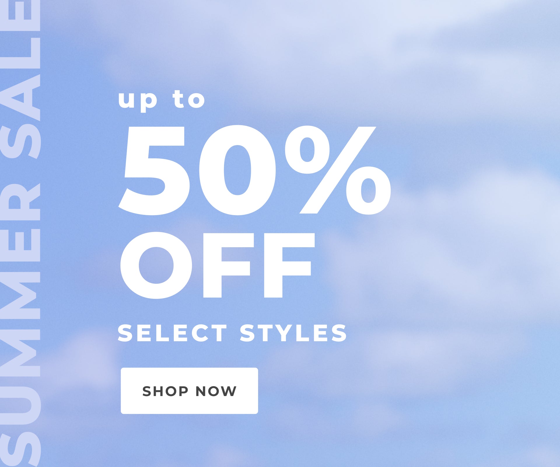 Promotional banner featuring up to 50% off the Summer Sale.