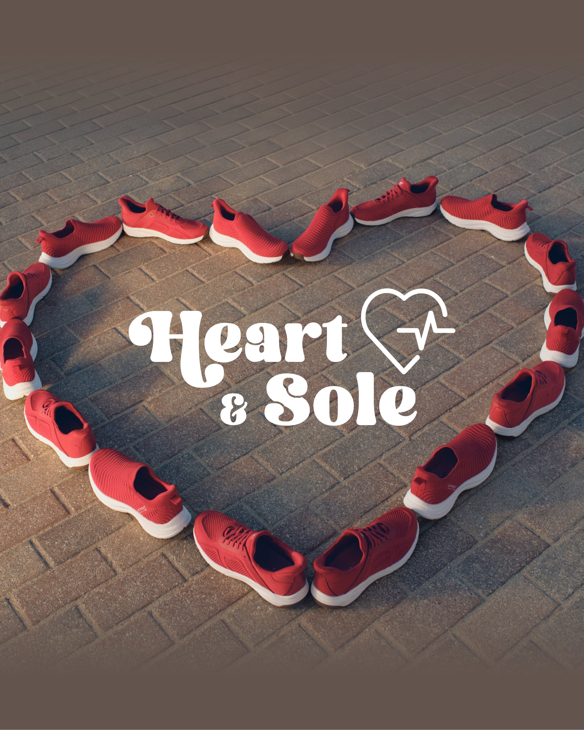 Promotional banner featuring the limited edition Heart and Sole Move for Heart collection benefiting Mount Sinai Fuster Heart Hospital