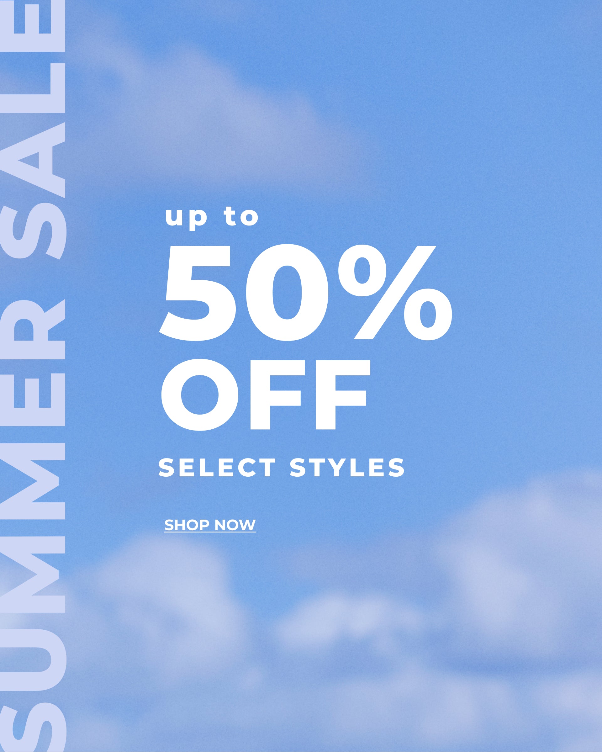 Promotional banner featuring up to 50% off the Summer Sale.