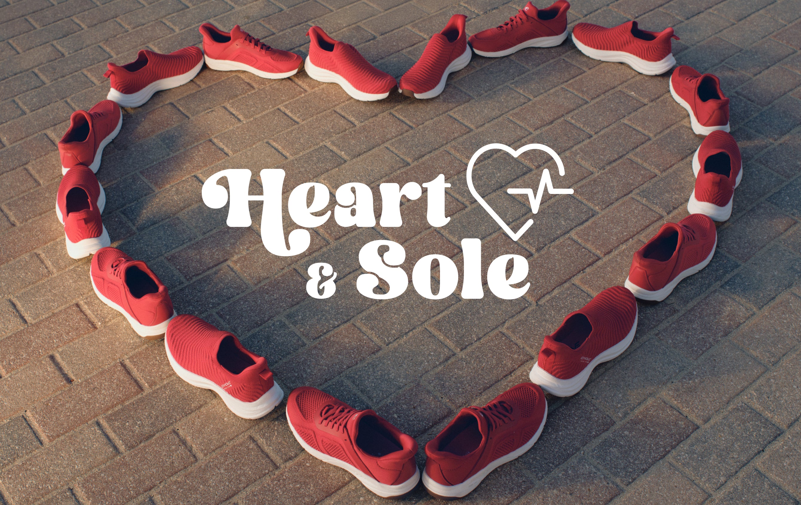 Promotional banner featuring the limited edition Heart and Sole Move for Heart collection benefiting Mount Sinai Fuster Heart Hospital
