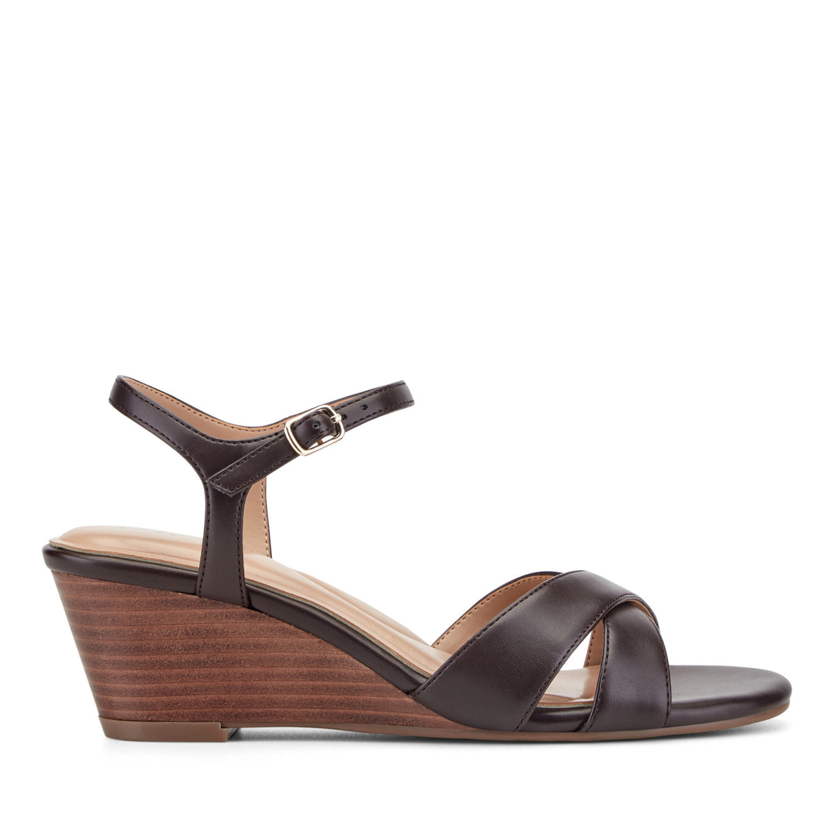 dark brown womens dress sandals Women's Noya Wedge - Blue White Floral Beaded Front Necklace:Margaux Teardrop Layered Necklace Gold these sandals combine fashion chocolate brown dark brown sandals bohemian look for mature women