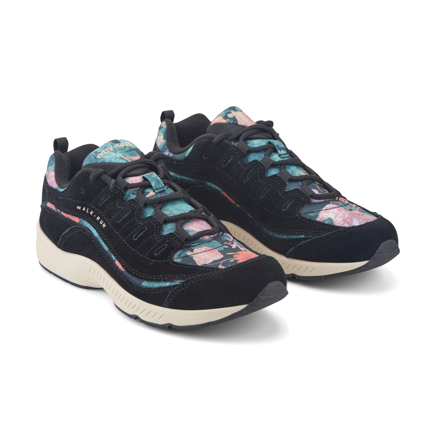Women's Romy Walking Shoes - Black Suede/Floral | Easy Spirit