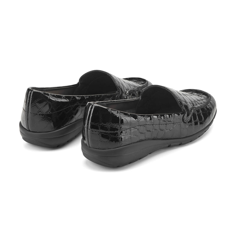 Women's Abide Croco Print Casual Flats - Black Croco Patent | Easy Spirit Women's Abide Croco Print Casual Flats - Black Croco Patent | Easy Spirit