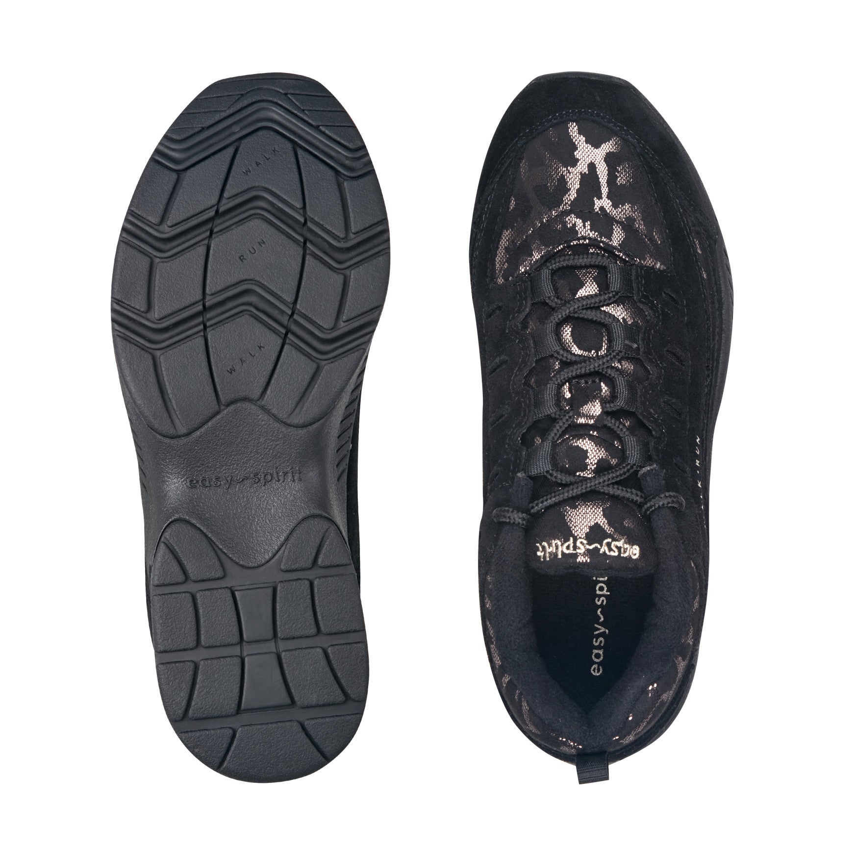 Women's Romy Walking Shoes - Black Suede/Leopard | Easy Spirit