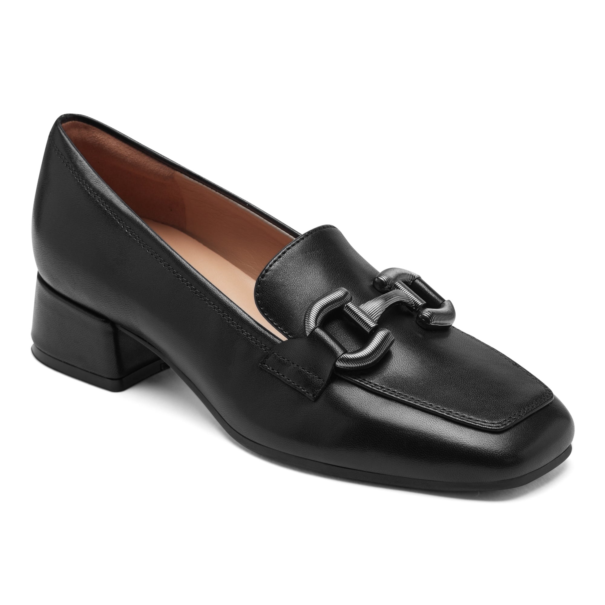 black dress loafers women's Wensltd Women's Chunky Loafers with Chain Black Penny Loafers Fashion Office Dress Shoes Comfort, Size: 7