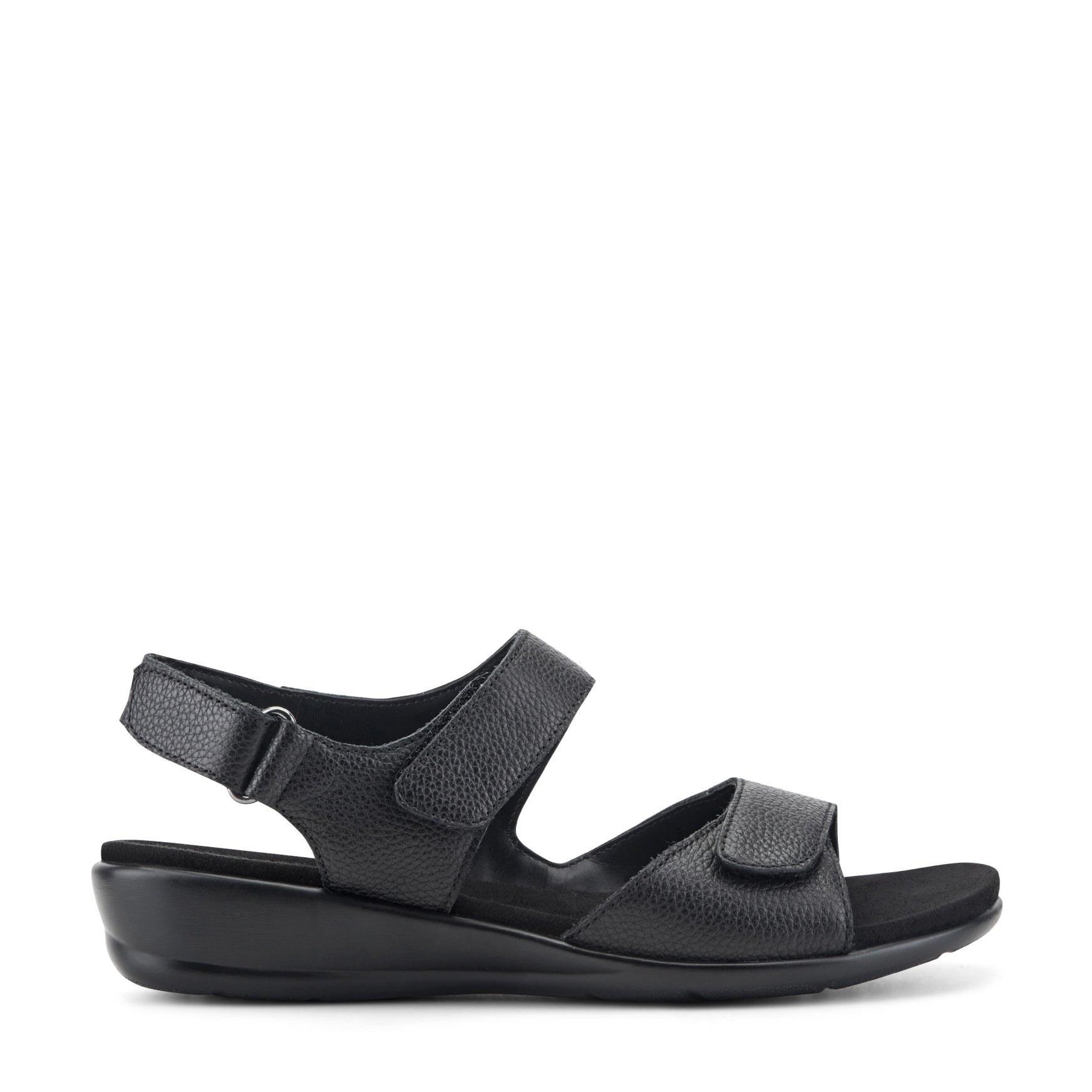 Women's Hartwell Flat Sandals - Black Leather | Easy Spirit
